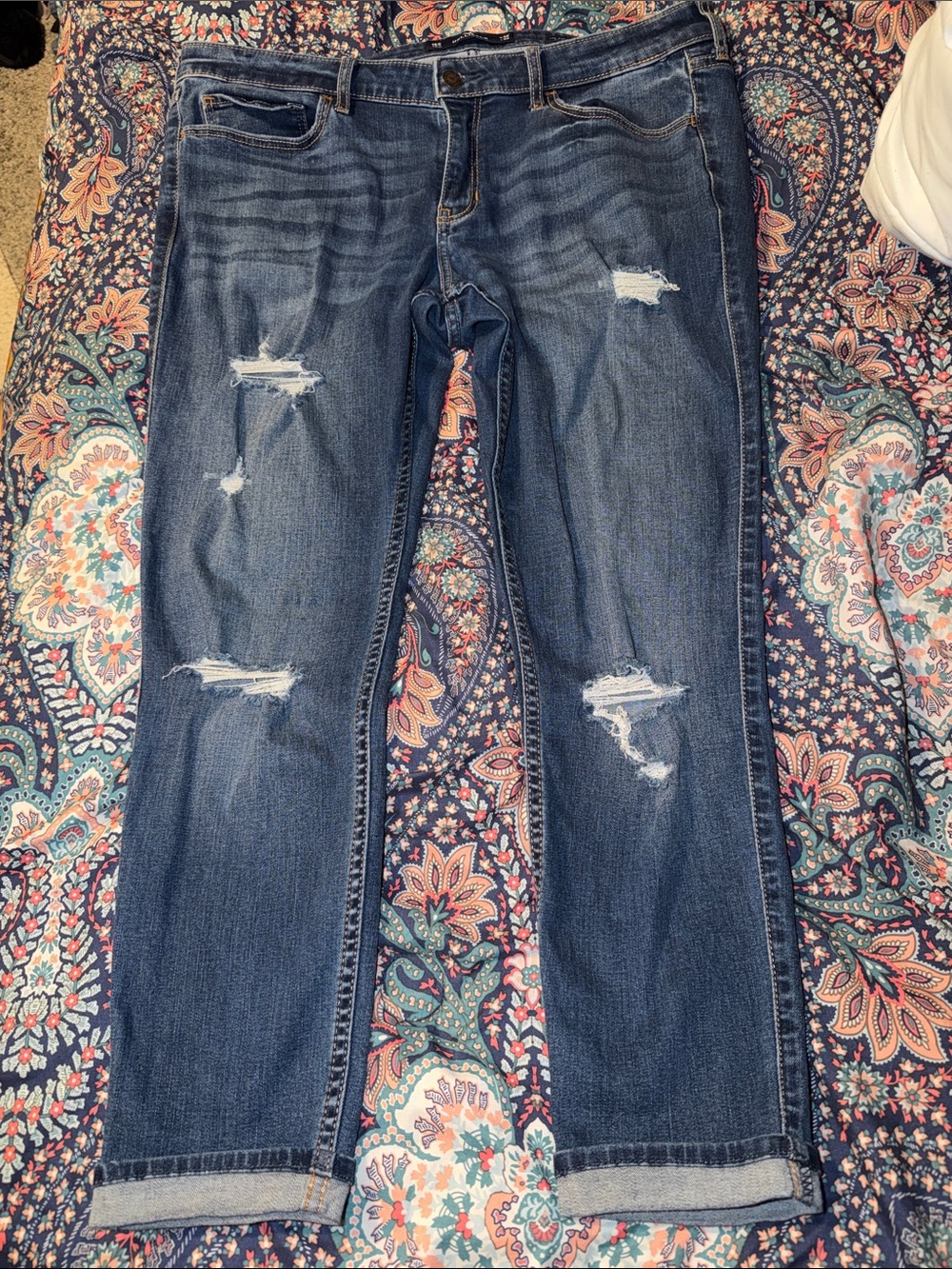 Hollister Medium Blue Distressed Straight Leg Jeans